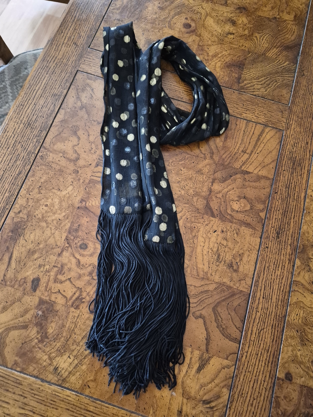 Black & Gold Polka Dot Scarf Wrap - Picture 3 of 3